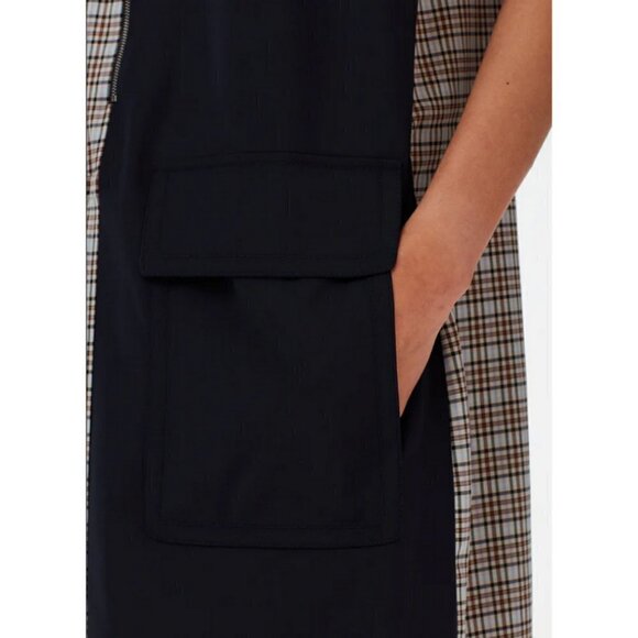 💕TIBI💕 Sana Check Colorblock Sleeveless Midi Dress Recycled Wool Blend Shift 6 - Picture 5 of 16